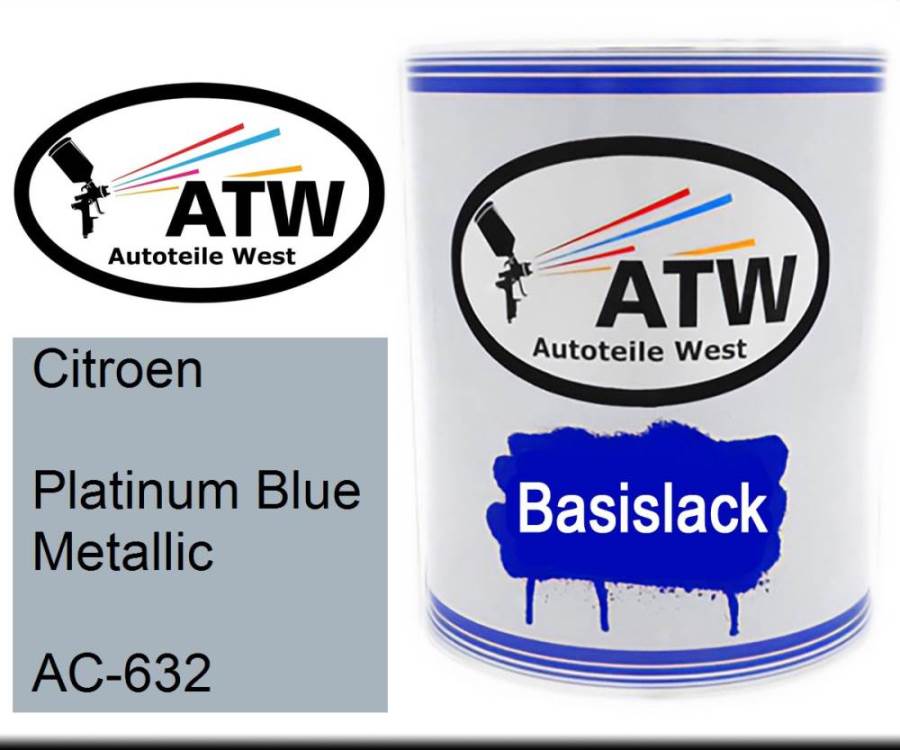 Citroen, Platinum Blue Metallic, AC-632: 1L Lackdose, von ATW Autoteile West.